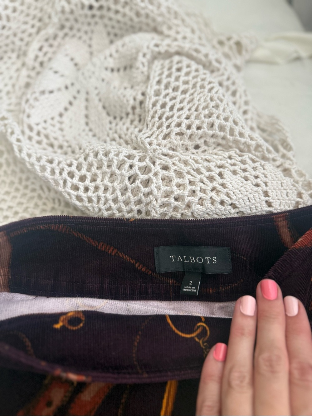 Talbots Purple Y2K Mini Skirt with Gold & Brown Equestrian Print - Picture 5 of 6